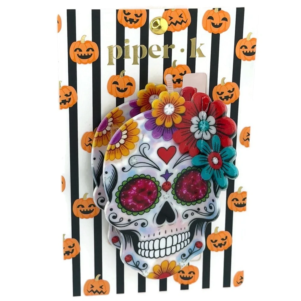 Piper K Halloween Sugar Skull Hair Claw Clip